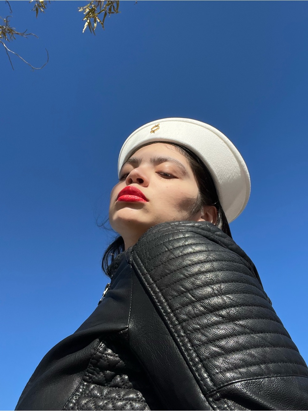 White Sailor Hat with Gold Accent - Women's Accessory